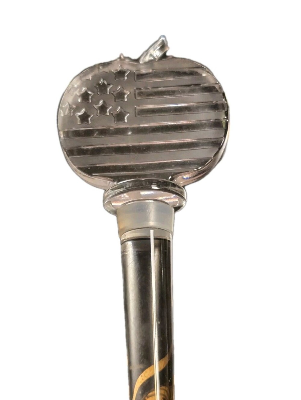 Textured GLASS Stars & Stripes MIKASA Wine bottle Stopper Rubber Collar 5.5"X2.5